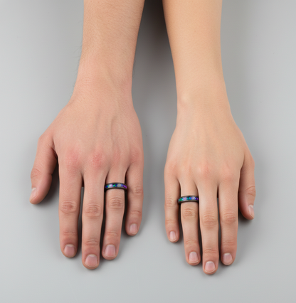 Midnight Aurora Black Plated Tungsten Ring with Alexandrite Inlay