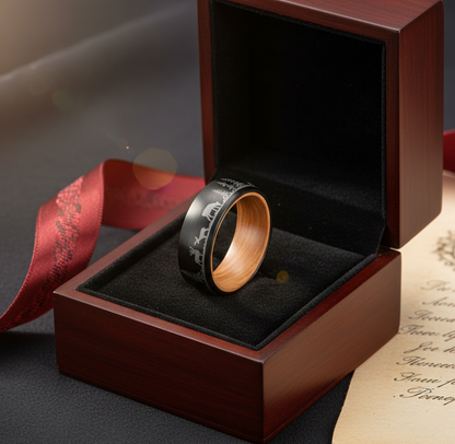 Nature  Tungsten Ring with Whiskey Barrel Wood Liner