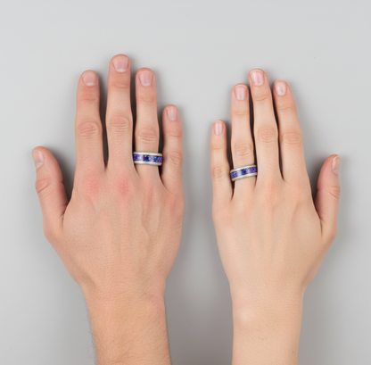 Stellar Drift Sandblasted Silver Tungsten Ring with Nebula Inlay