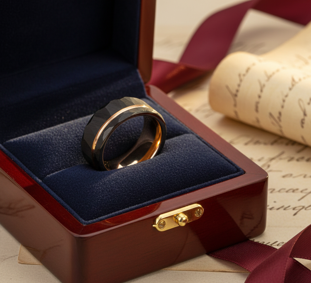 Eclipse Harmony Black & Rose Gold Plated Tungsten Ring