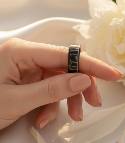 Nature Tungsten Ring with Whiskey Barrel Wood Liner