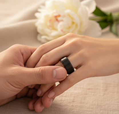 Trinity Ascend Black, Silver & Rose Gold Stepped-Edge Tungsten Ring