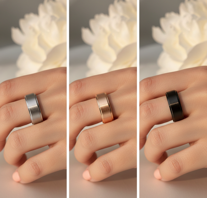 Trinity Ascend Black, Silver & Rose Gold Stepped-Edge Tungsten Ring