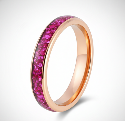 Imperial Violet Rose Gold Plated Tungsten Ring with Purple Alexandrite Inlay