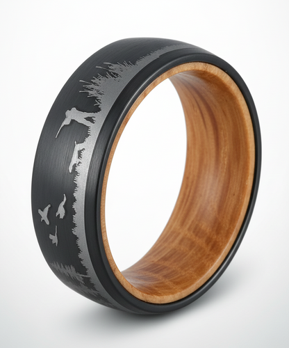 Hunter Tungsten Ring with Whiskey Barrel Wood Liner