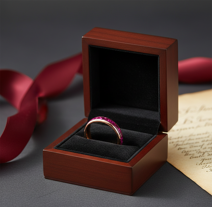 Imperial Violet Rose Gold Plated Tungsten Ring with Purple Alexandrite Inlay