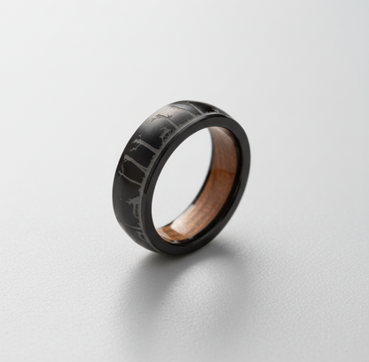 Nature Tungsten Ring with Whiskey Barrel Wood Liner