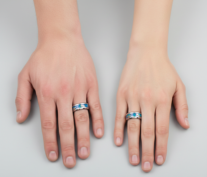 Aurora Gilded Opal Tungsten Ring with Gold Leaf Inlay