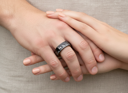 Tungsten Nature Ring with Whiskey Barrel Wood Liner