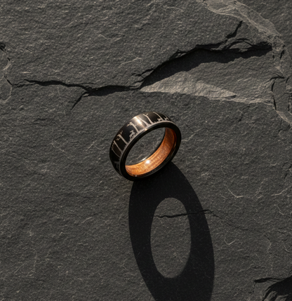 Nature Tungsten Ring with Whiskey Barrel Wood Liner
