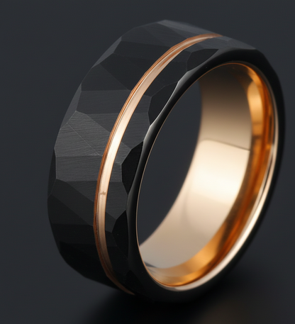 Eclipse Harmony Black & Rose Gold Plated Tungsten Ring