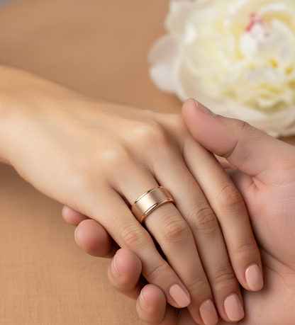 Trinity Ascend Black, Silver & Rose Gold Stepped-Edge Tungsten Ring