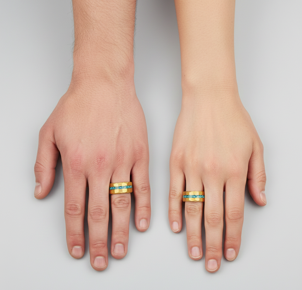 Golden Crest Gold Plated Tungsten Ring with Stone Inlay