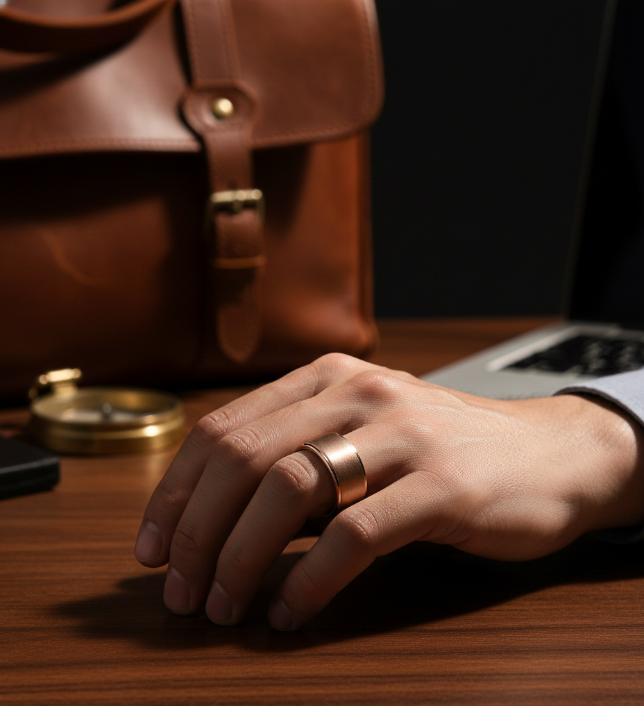 Trinity Ascend Black, Silver & Rose Gold Stepped-Edge Tungsten Ring