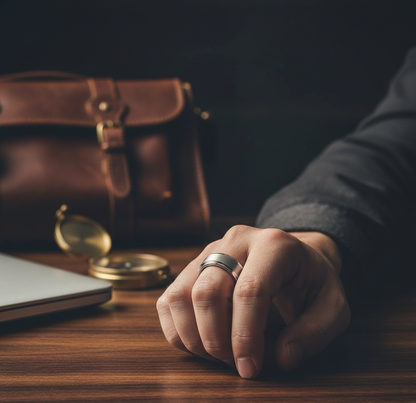 Trinity Ascend Black, Silver & Rose Gold Stepped-Edge Tungsten Ring