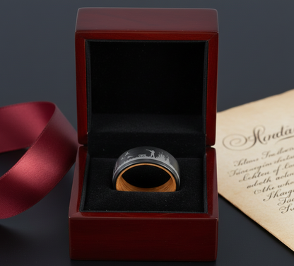 Hunter Tungsten Ring with Whiskey Barrel Wood Liner