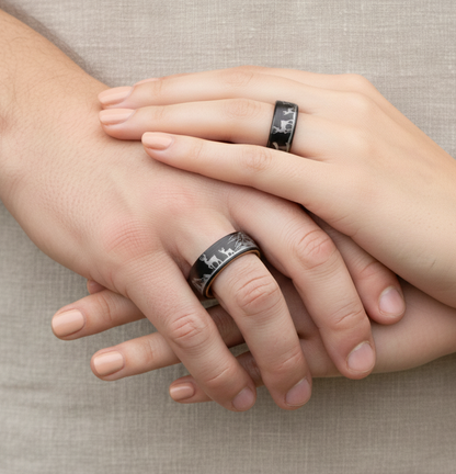 Nature  Tungsten Ring with Whiskey Barrel Wood Liner