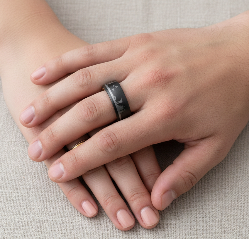 Hunter Tungsten Ring with Whiskey Barrel Wood Liner