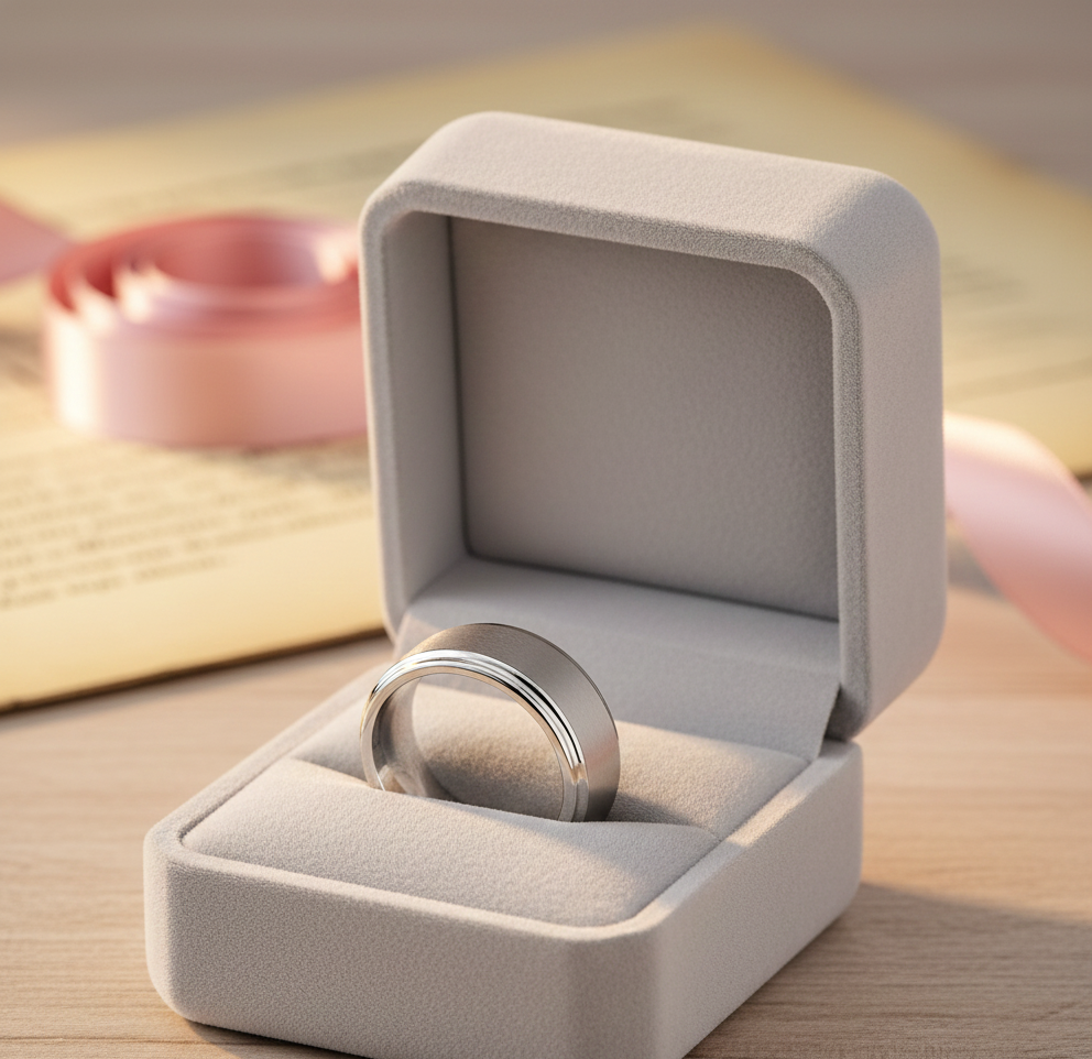 Trinity Ascend Black, Silver & Rose Gold Stepped-Edge Tungsten Ring