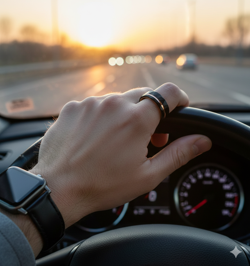 Eclipse Harmony Black & Rose Gold Plated Tungsten Ring