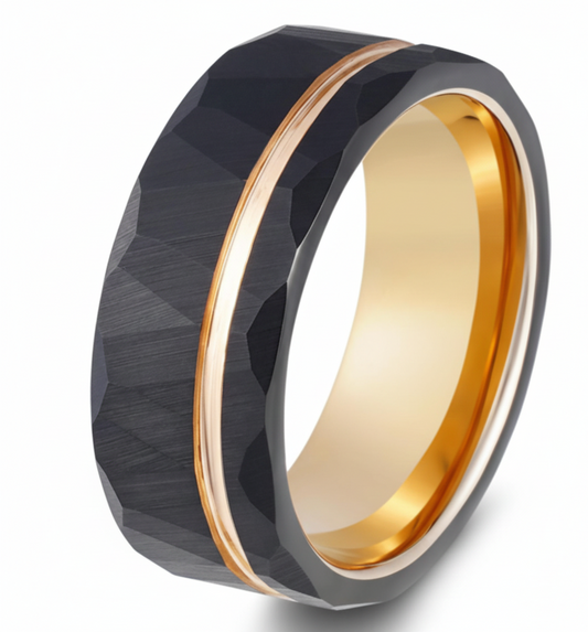Eclipse Harmony Black & Rose Gold Plated Tungsten Ring