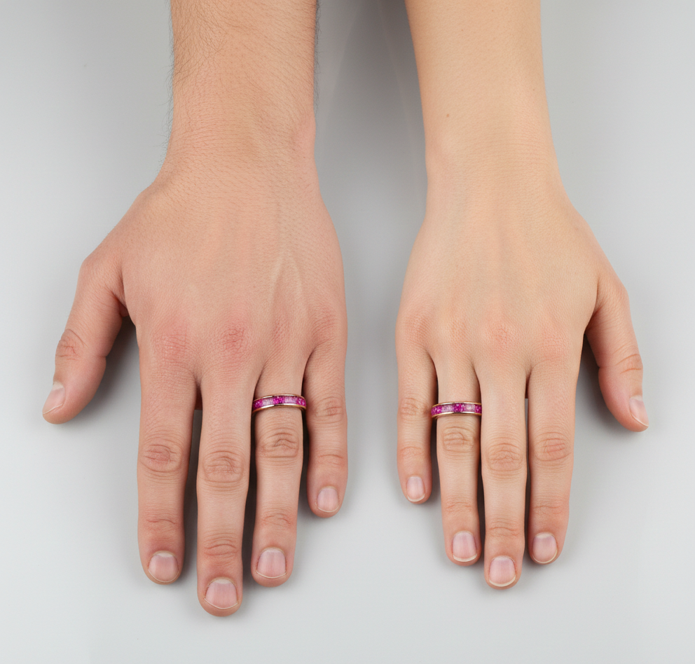 Imperial Violet Rose Gold Plated Tungsten Ring with Purple Alexandrite Inlay