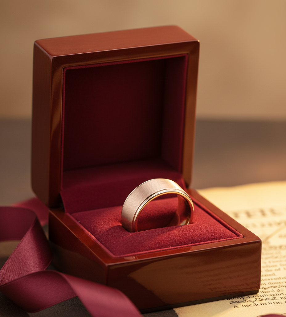 Trinity Ascend Black, Silver & Rose Gold Stepped-Edge Tungsten Ring