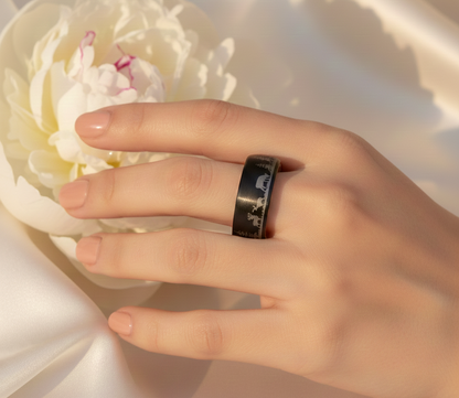 Nature  Tungsten Ring with Whiskey Barrel Wood Liner