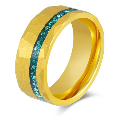 Golden Crest Gold Plated Tungsten Ring with Stone Inlay